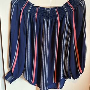 Express Navy and Pink Striped Blouse